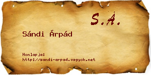 Sándi Árpád névjegykártya